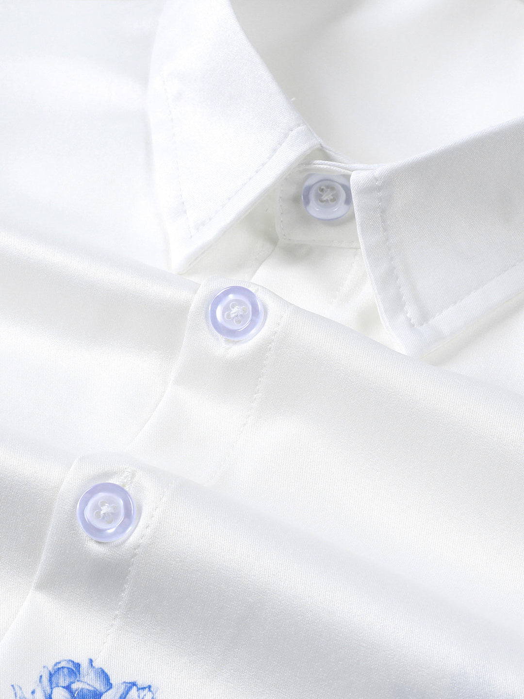 Chemise Hawaïenne Bleue à Imprimé Floral pour Homme vacances d’été à manches courtes