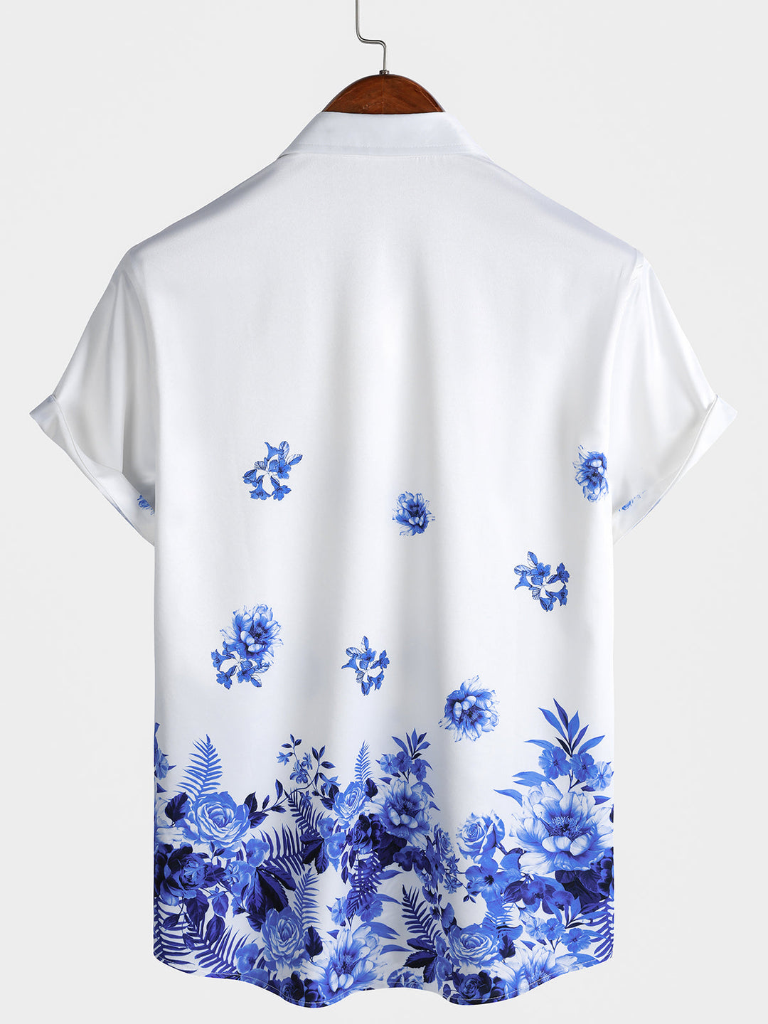 Chemise Hawaïenne Bleue à Imprimé Floral pour Homme vacances d’été à manches courtes
