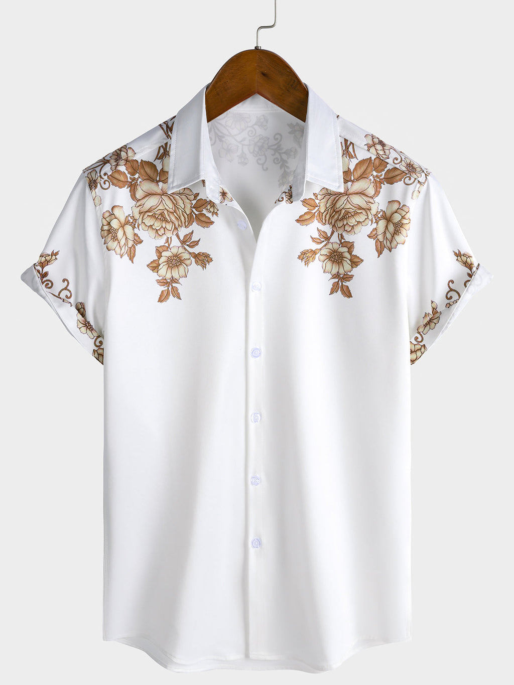Chemise Hawaïenne à Imprimé Floral pour Homme à Boutons Col Décontracté à Manches Courtes