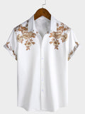 Chemise Hawaïenne à Imprimé Floral pour Homme à Boutons Col Décontracté à Manches Courtes