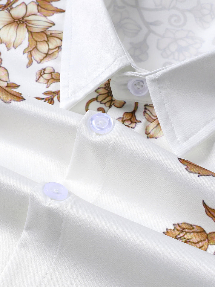 Chemise Hawaïenne à Imprimé Floral pour Homme à Boutons Col Décontracté à Manches Courtes