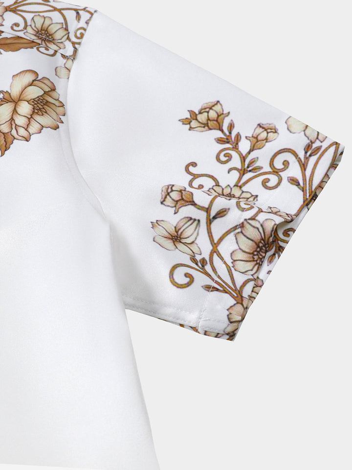 Chemise Hawaïenne à Imprimé Floral pour Homme à Boutons Col Décontracté à Manches Courtes