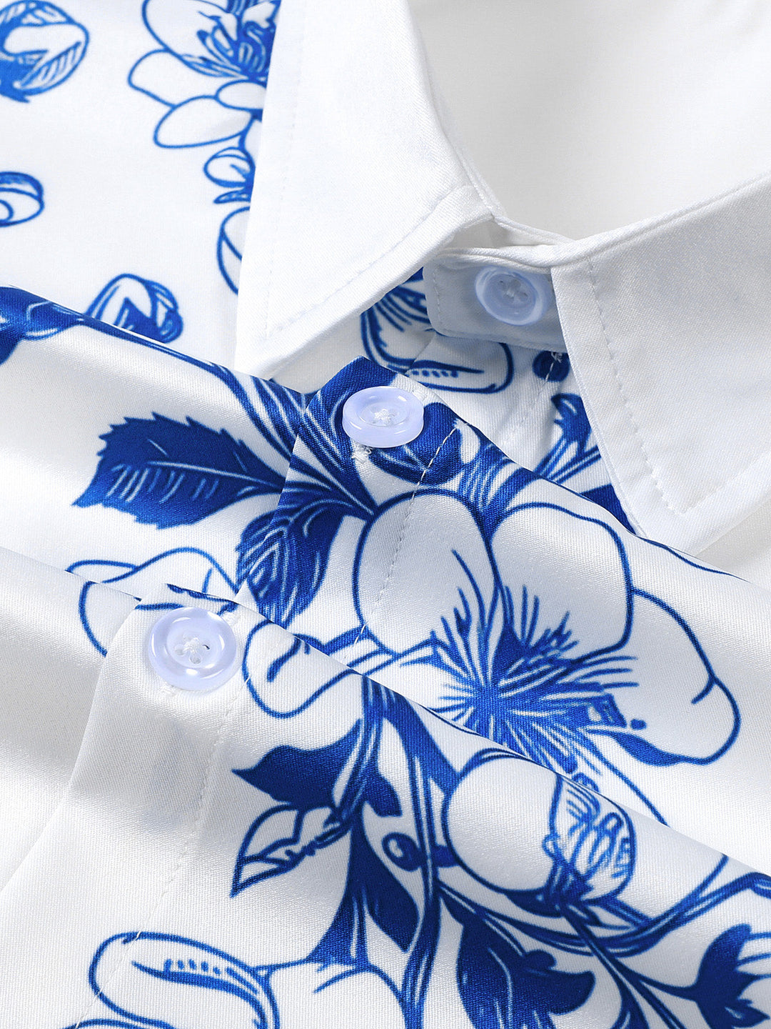 Chemise Hawaïenne Bleue à Imprimé Floral pour Homme à Manches Courtes Croisière Fête