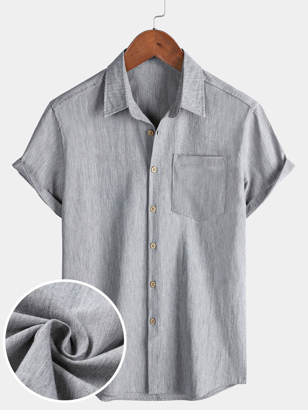 Chemise Homme Confort Sport Décontractée Unie Grise à Manches Courtes