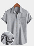 Chemise Homme Confort Sport Décontractée Unie Grise à Manches Courtes