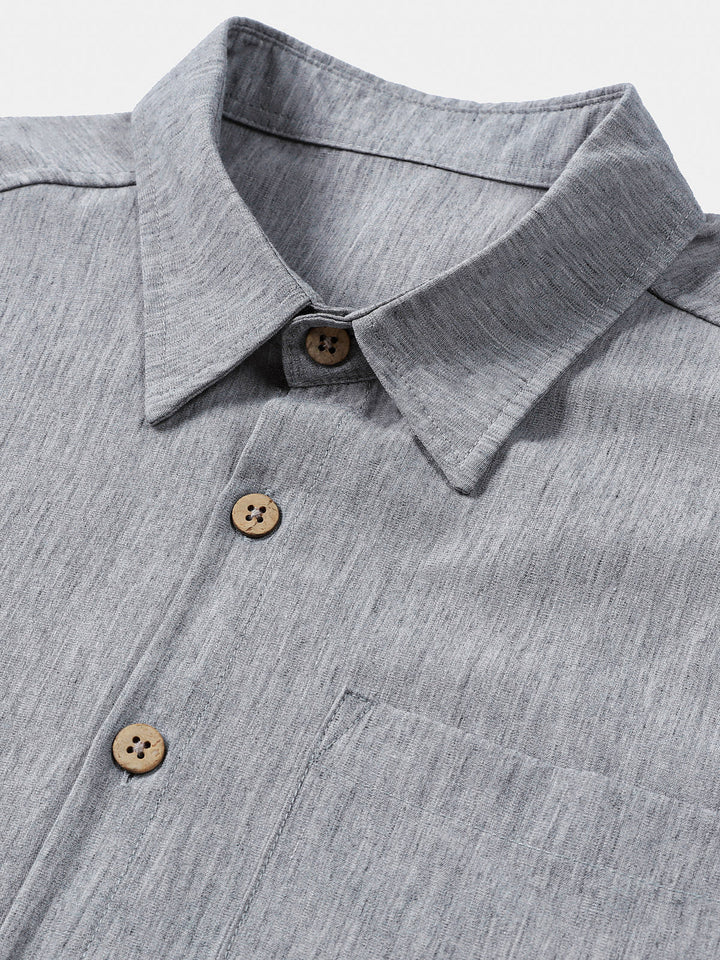 Chemise Homme Confort Sport Décontractée Unie Grise à Manches Courtes