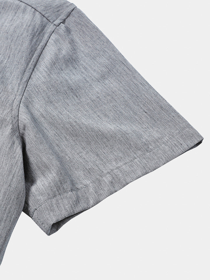Chemise Homme Confort Sport Décontractée Unie Grise à Manches Courtes
