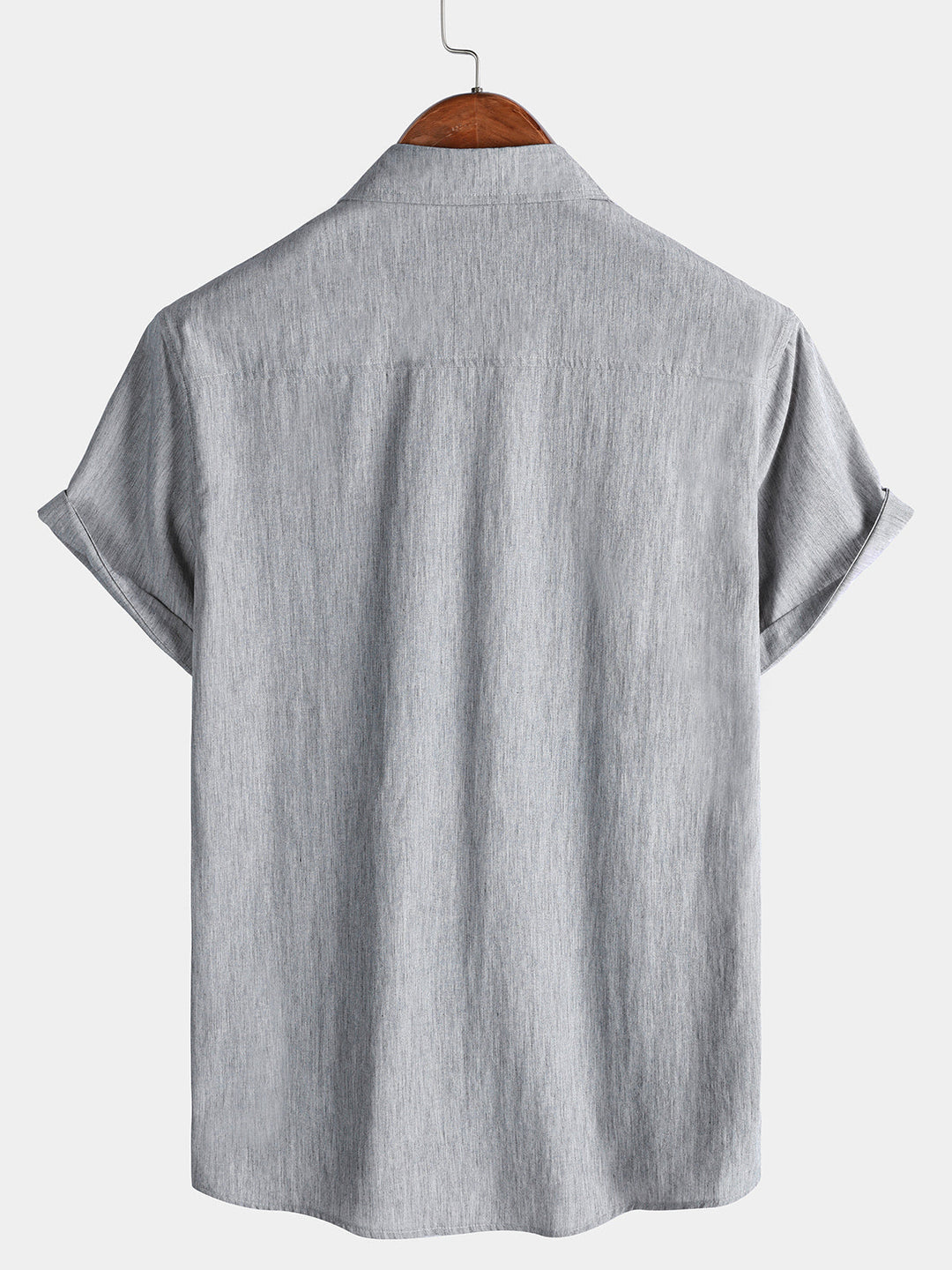 Chemise Homme Confort Sport Décontractée Unie Grise à Manches Courtes