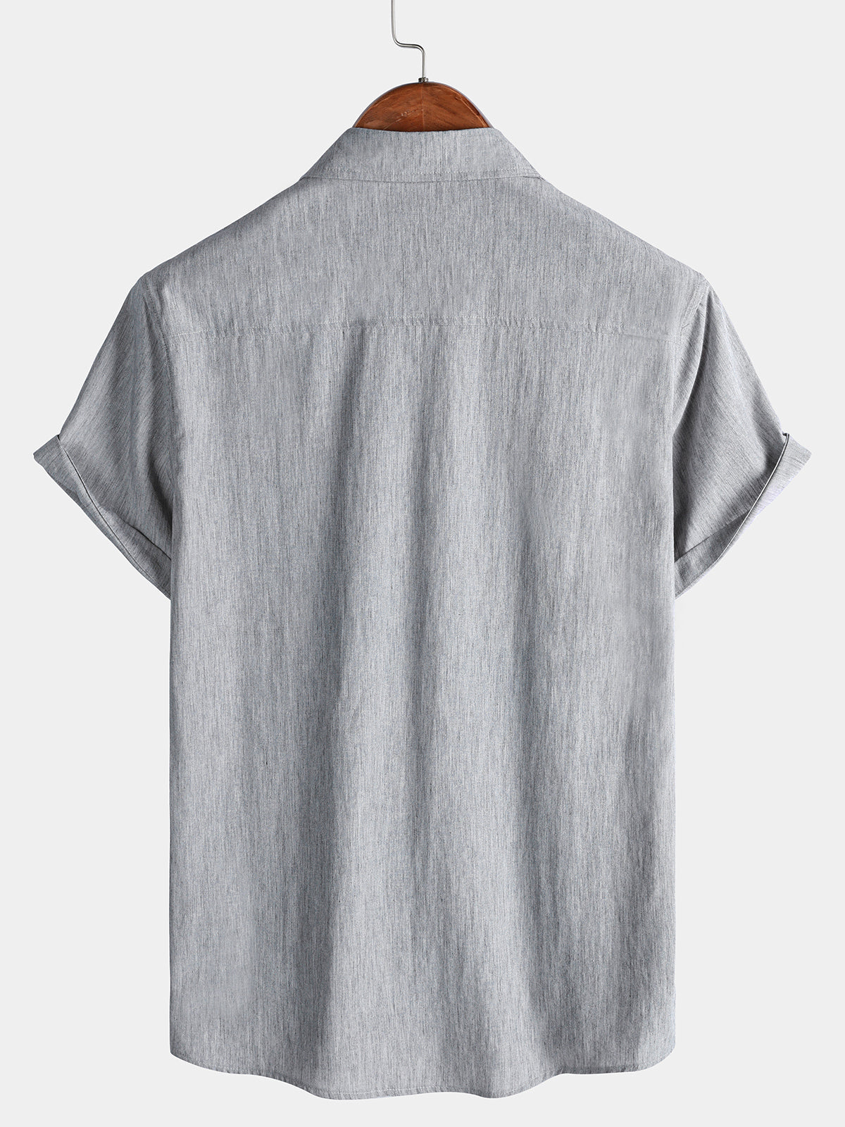 Chemise Homme Confort Sport Décontractée Unie Grise à Manches Courtes