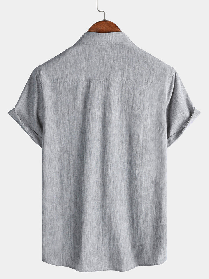Chemise Homme Confort Sport Décontractée Unie Grise à Manches Courtes