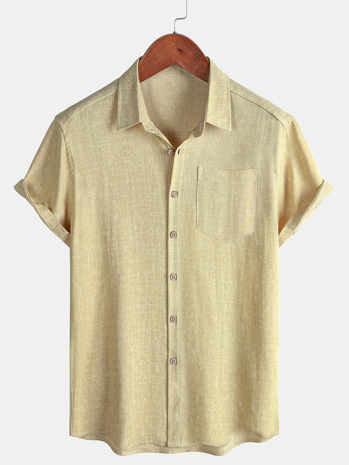 Chemise Homme Unie Sport Confort Décontractée Manches Courtes