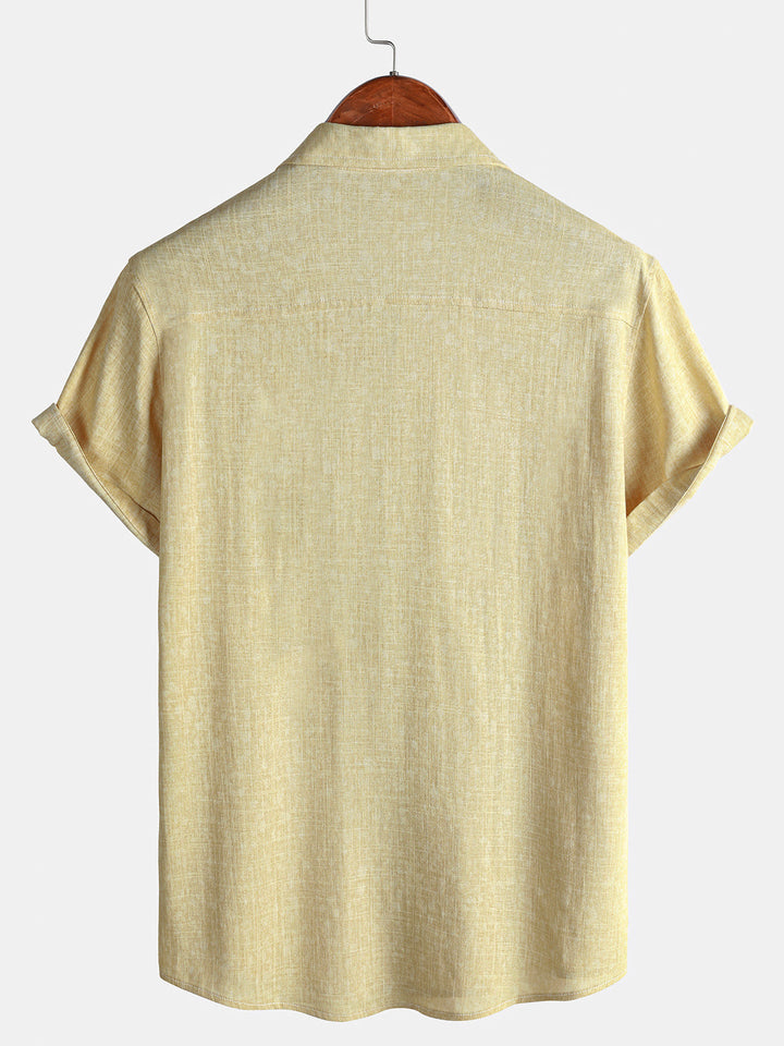 Chemise Homme Unie Sport Confort Décontractée Manches Courtes