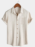 Chemise Homme Confort Sport Unie Beige à Manches Courtes