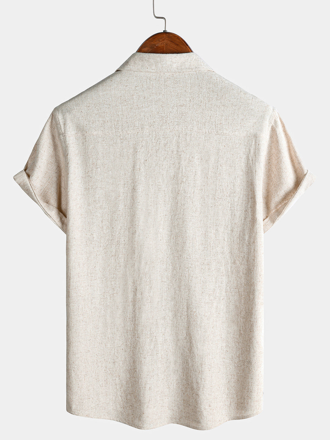 Chemise Homme Confort Sport Unie Beige à Manches Courtes