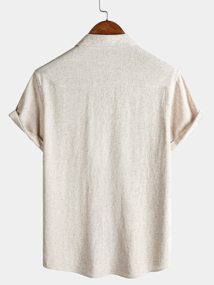 Chemise Homme Confort Sport Unie Beige à Manches Courtes