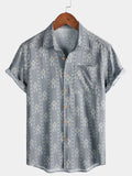 Chemise Homme Grise Aztèque Vintage Manches Courtes