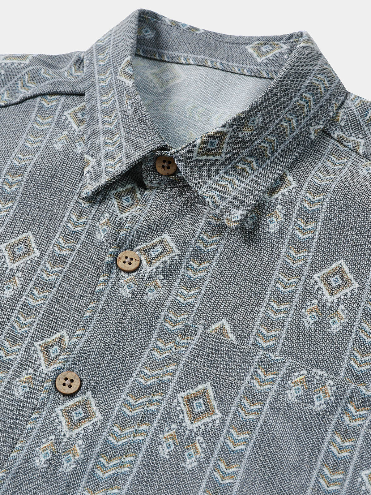 Chemise Homme Grise Aztèque Vintage Manches Courtes