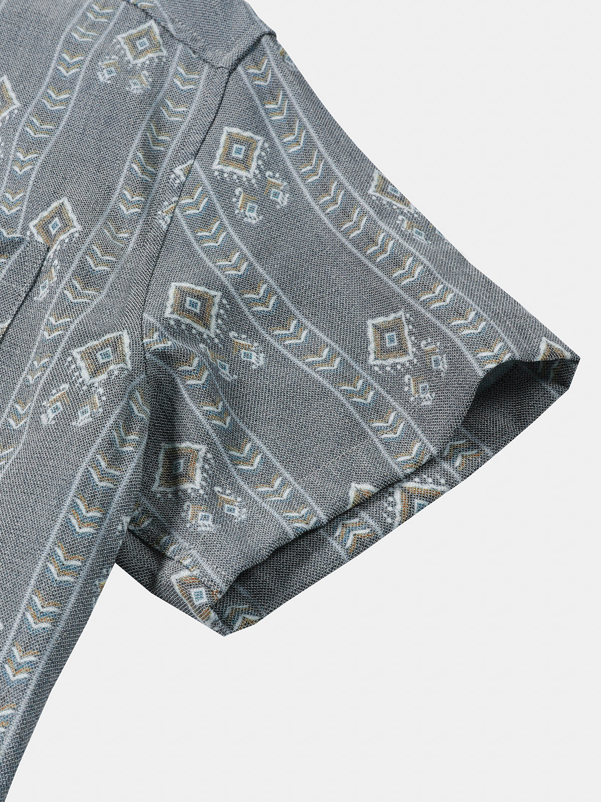 Chemise Homme Grise Aztèque Vintage Manches Courtes