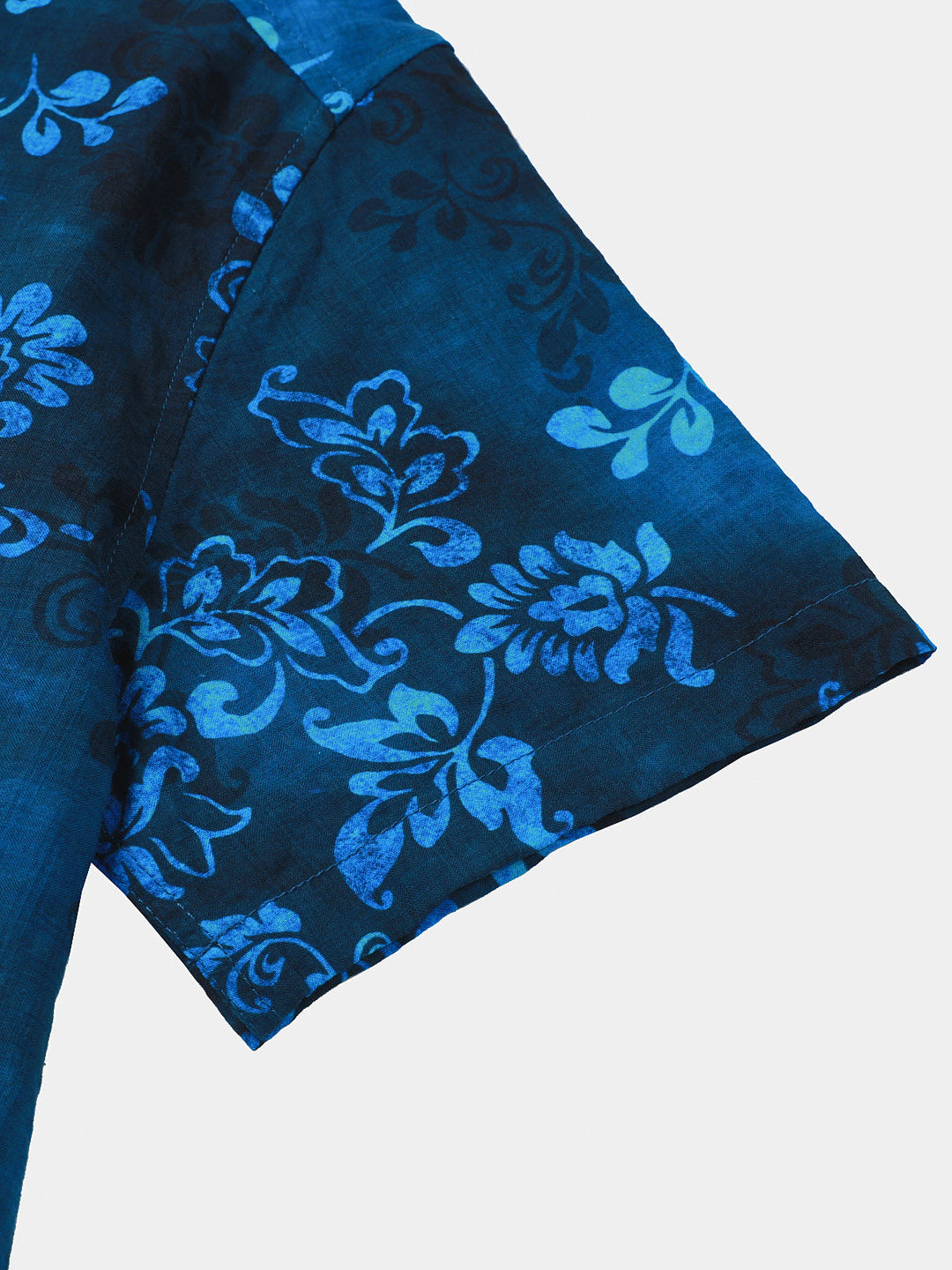 Chemise Homme Bleue à Imprimé Floral Hawaïen Style Vacances Manches Courtes