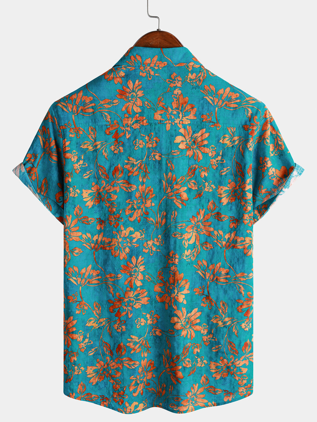 Chemise Homme à Motif Floral Rétro Douce et Respirante Manches Courtes