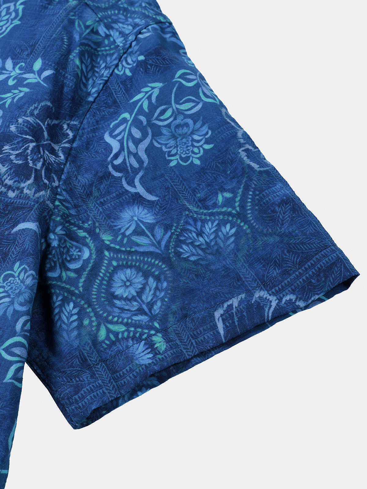 Chemise à Manches Courtes Hawaïenne Fleurie Bleue pour Homme