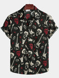 Chemise Homme Hawaïenne Skull & Guitare Rock