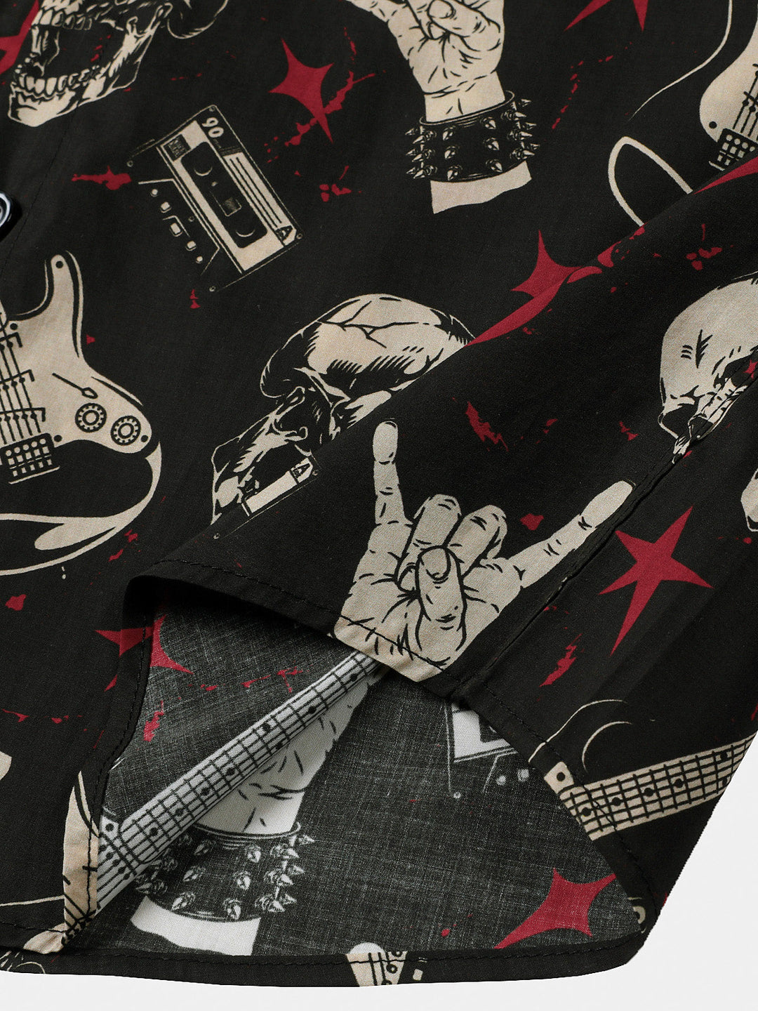 Chemise Homme Hawaïenne Skull &amp; Guitare Rock