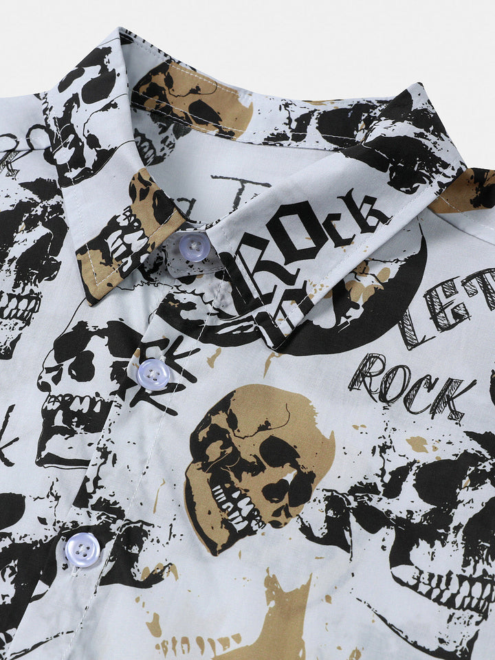 Chemise Homme Hawaïenne Skull Rock Blanche