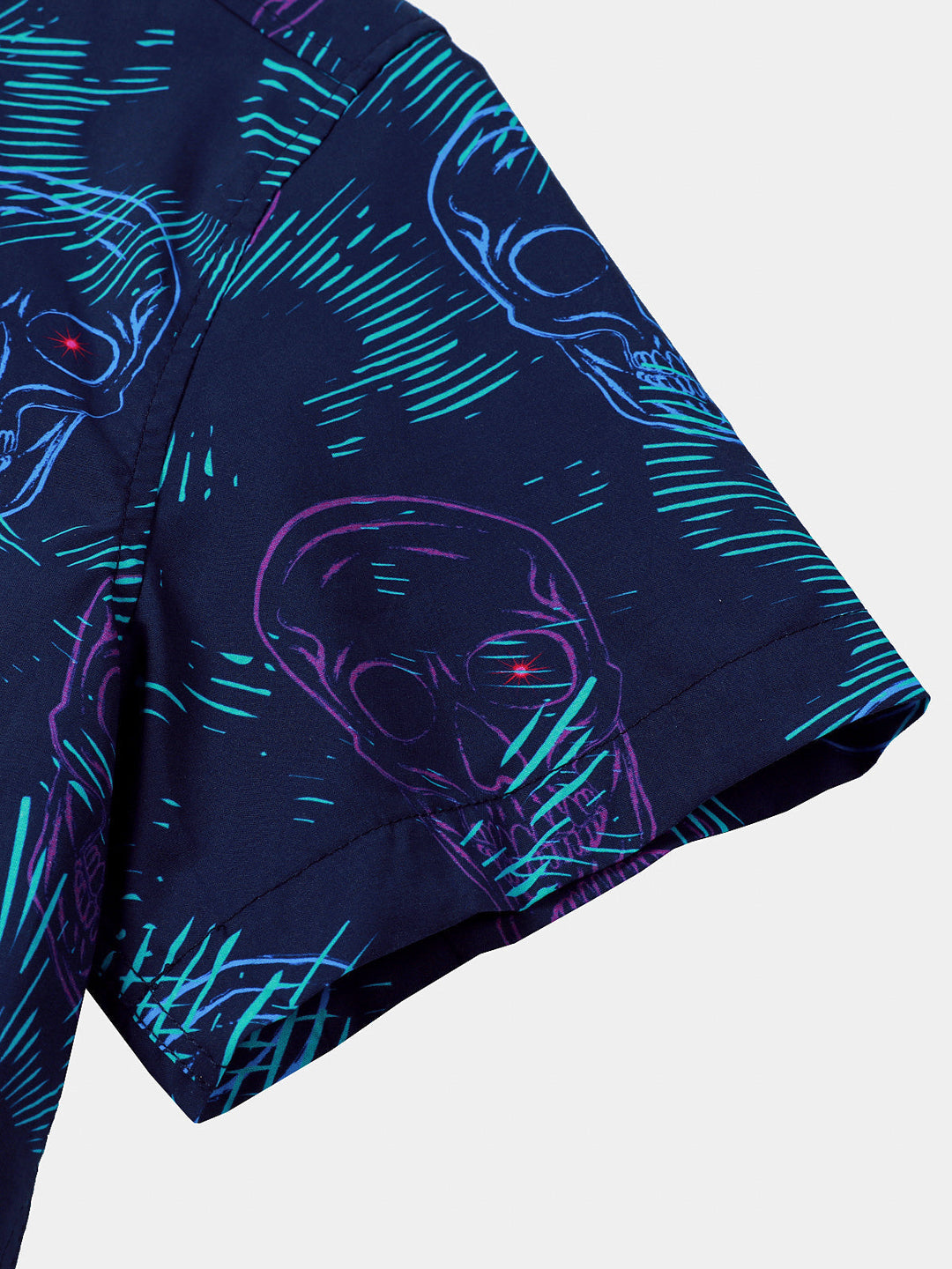 Chemise Homme Bleue Skull Punk Rock Hawaïenne Manches Courtes