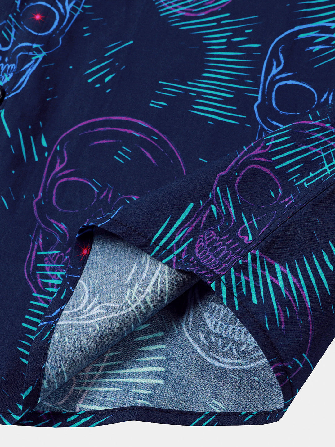 Chemise Homme Bleue Skull Punk Rock Hawaïenne Manches Courtes