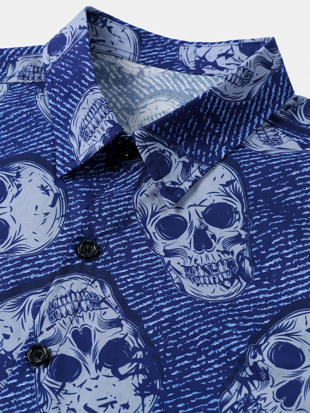 Chemise Homme Skull Punk Rock Hawaïenne Manches Courtes