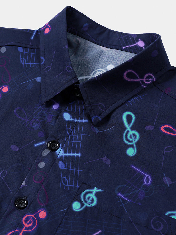 Chemise Homme Bleu Marine Festival Vacances Manches Courtes