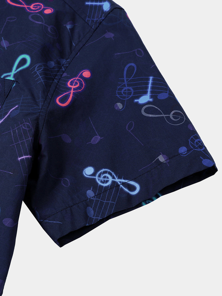 Chemise Homme Bleu Marine Festival Vacances Manches Courtes