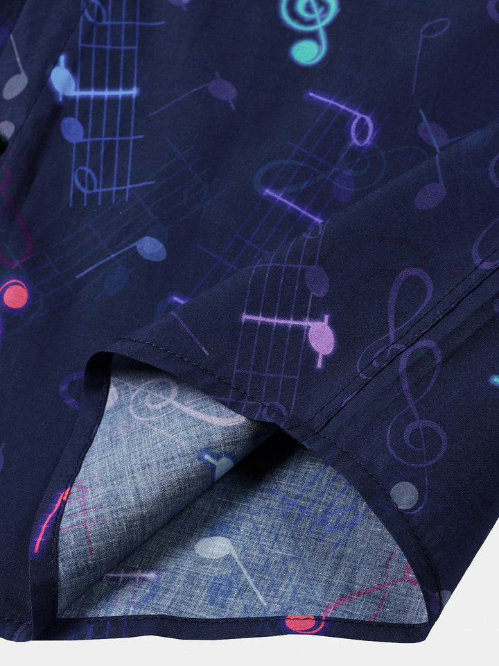 Chemise Homme Bleu Marine Festival Vacances Manches Courtes