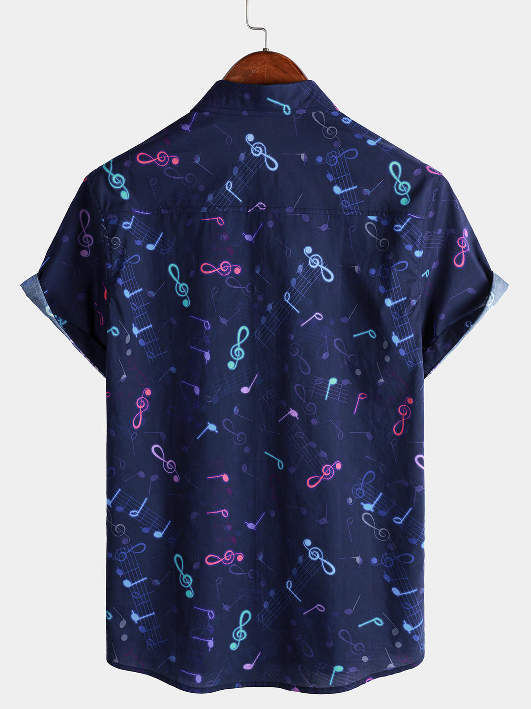 Chemise Homme Bleu Marine Festival Vacances Manches Courtes