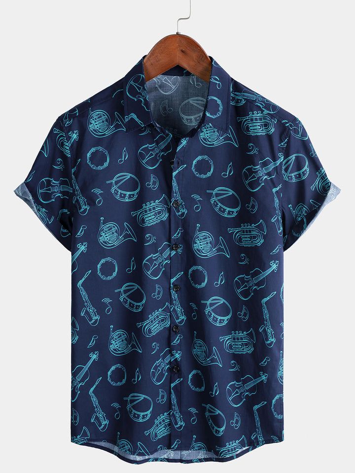 Chemise Homme Instruments de Musique Festival Manches Courtes