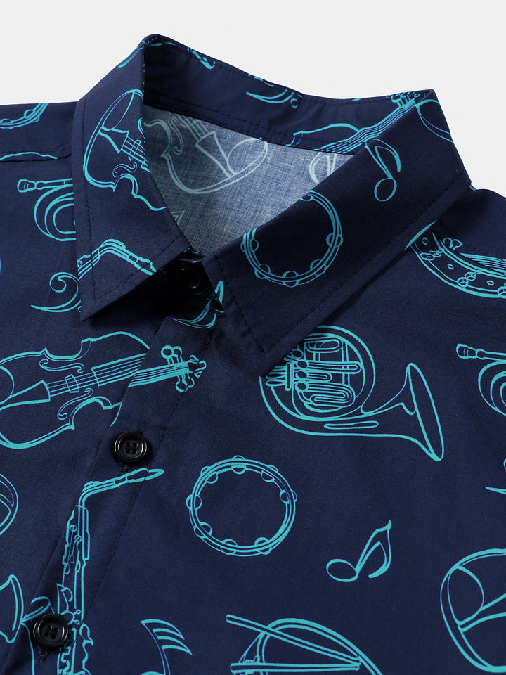 Chemise Homme Instruments de Musique Festival Manches Courtes
