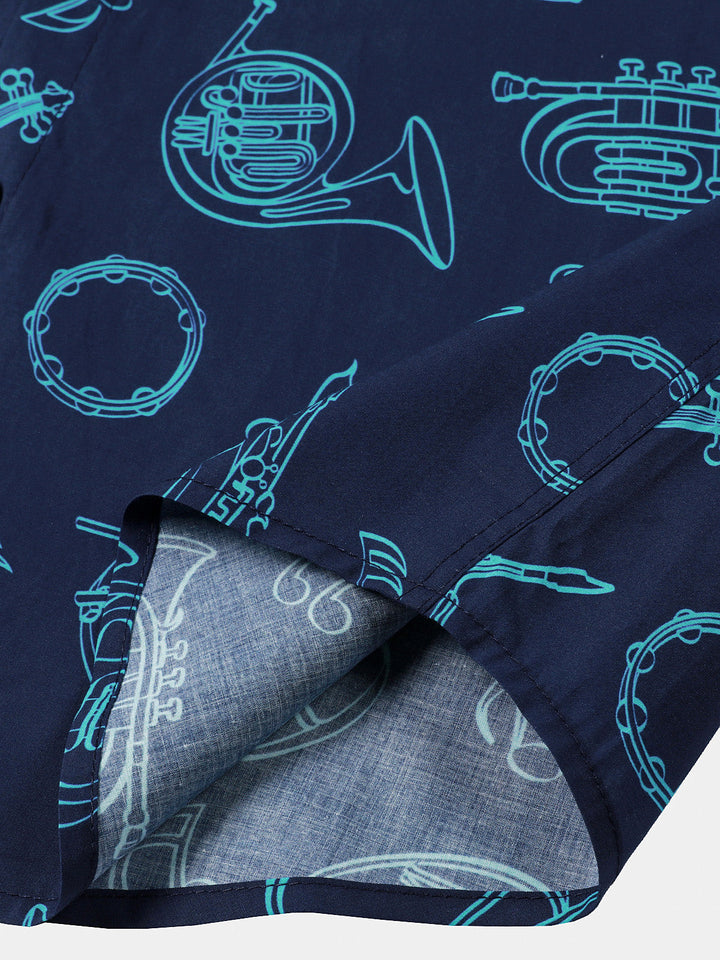 Chemise Homme Instruments de Musique Festival Manches Courtes