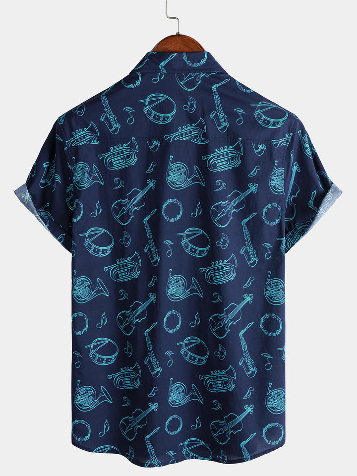 Chemise Homme Instruments de Musique Festival Manches Courtes