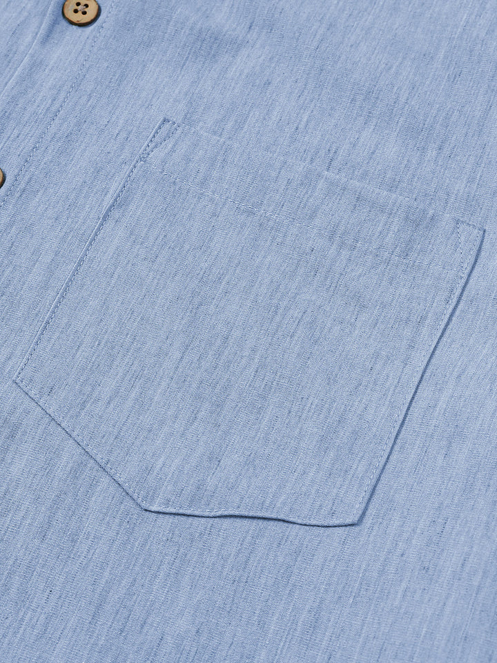 Chemise Homme Confort Sport Unie Bleu à Manches Courtes