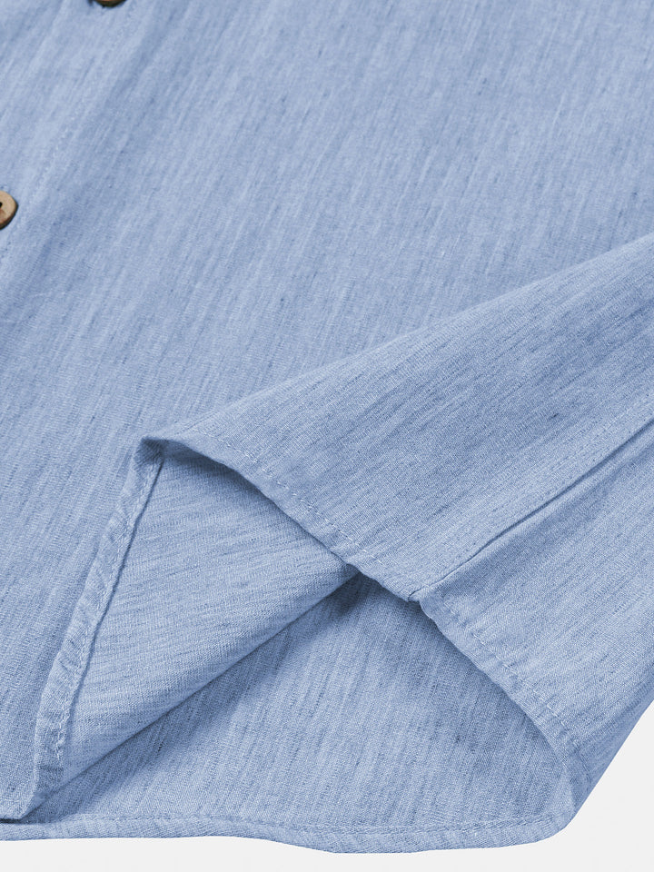 Chemise Homme Confort Sport Unie Bleu à Manches Courtes