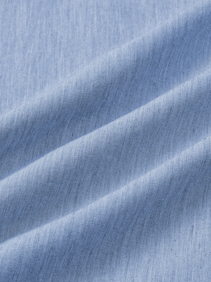 Chemise Homme Confort Sport Unie Bleu à Manches Courtes