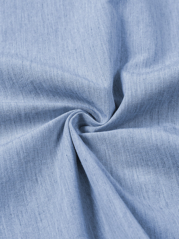 Chemise Homme Confort Sport Unie Bleu à Manches Courtes