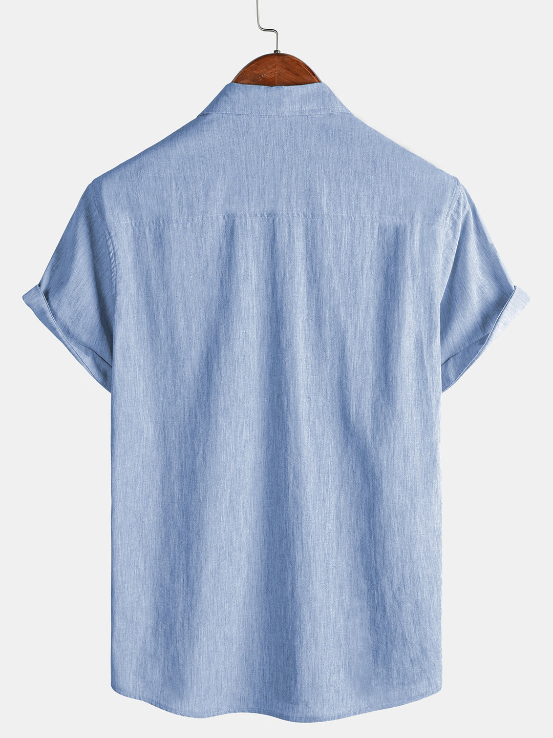 Chemise Homme Confort Sport Unie Bleu à Manches Courtes