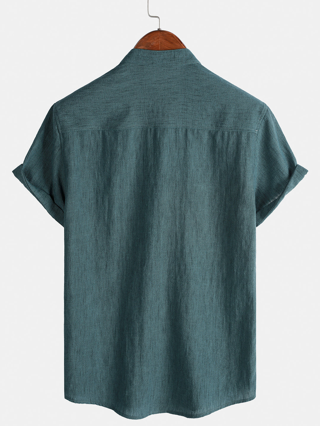Chemise Homme Unie Col Henley Été Manches Courtes