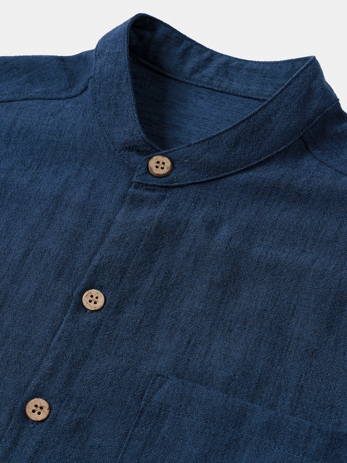 Chemise Homme Unie Col Henley Été Manches Courtes