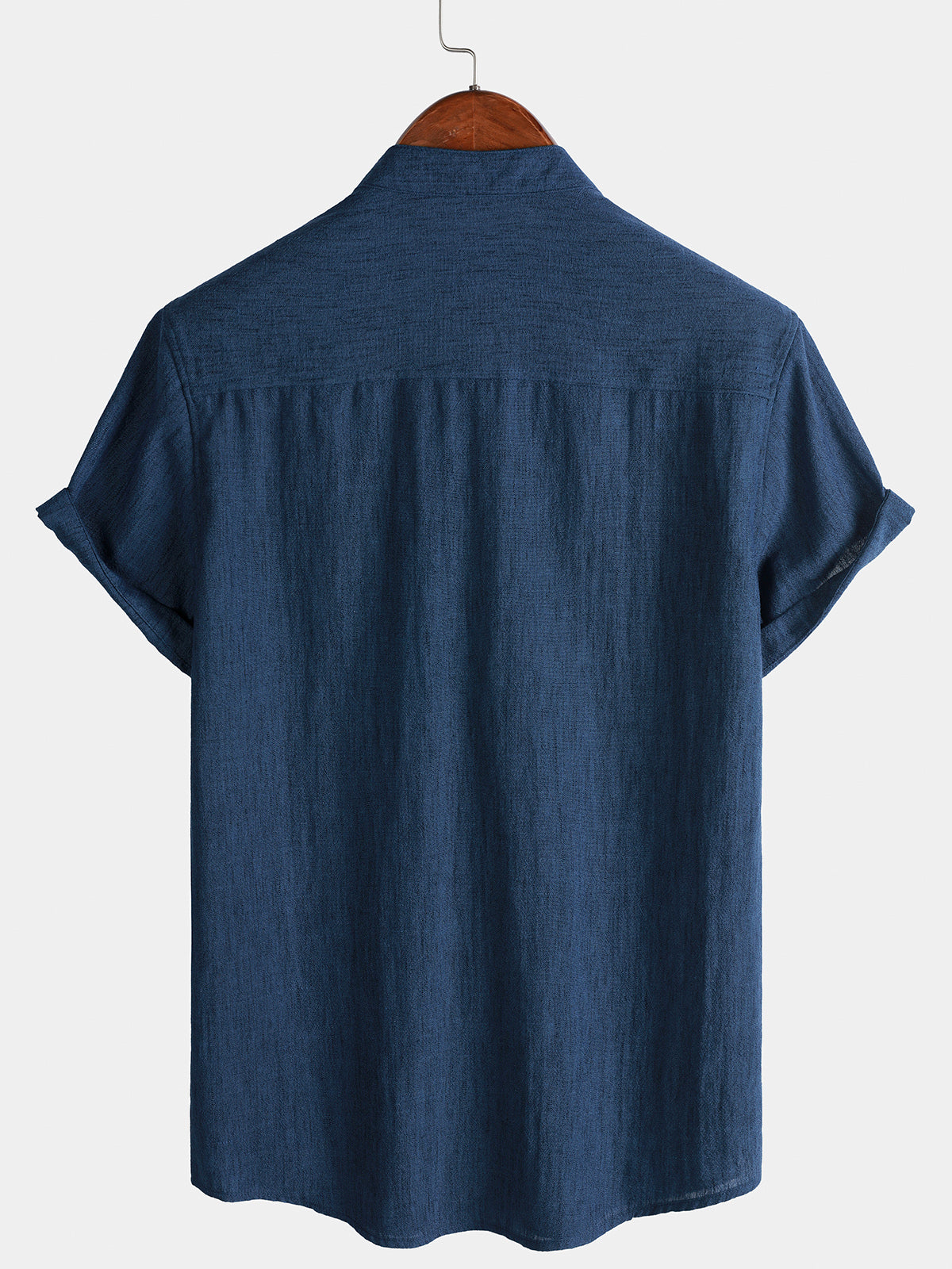 Chemise Homme Unie Col Henley Été Manches Courtes