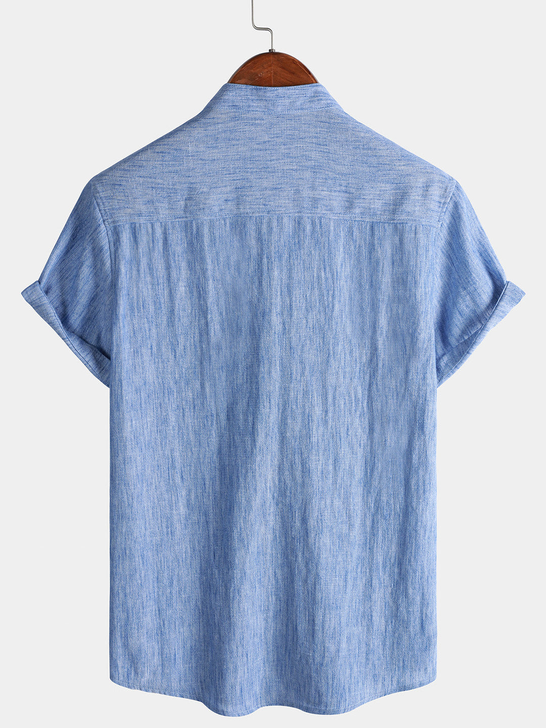 Chemise Homme Unie Col Henley Été Manches Courtes