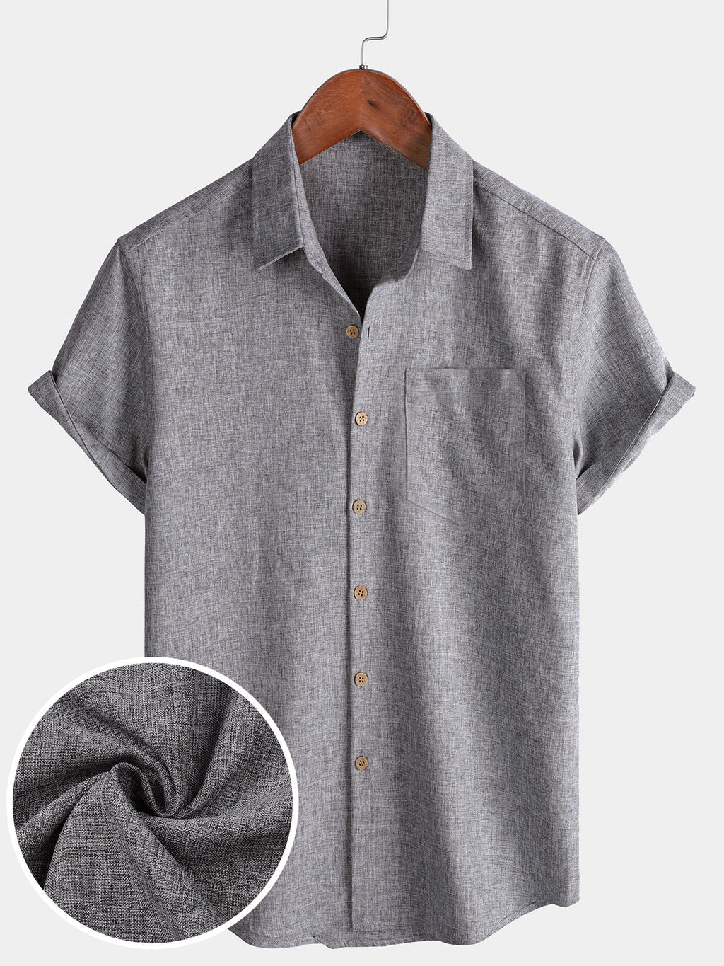 Chemise Homme Unie Boutonnée Décontractée Manches Courtes
