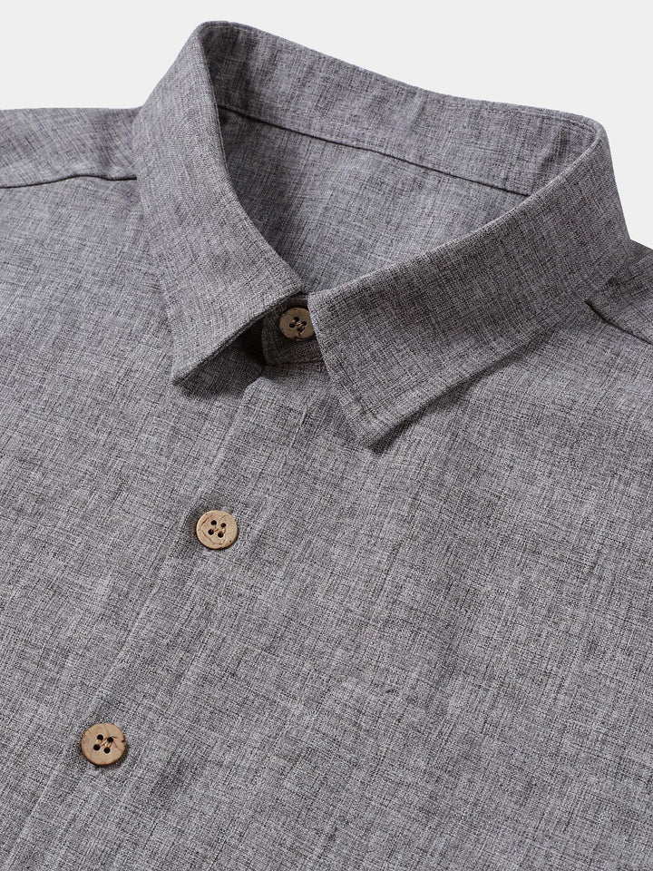 Chemise Homme Unie Boutonnée Décontractée Manches Courtes